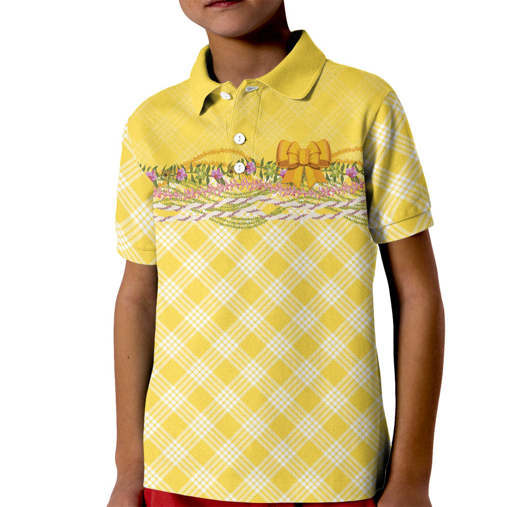 Hawaii Palaka Pikake Lokelani Plumeria Kid Polo Shirt Melemele Coquette Bow
