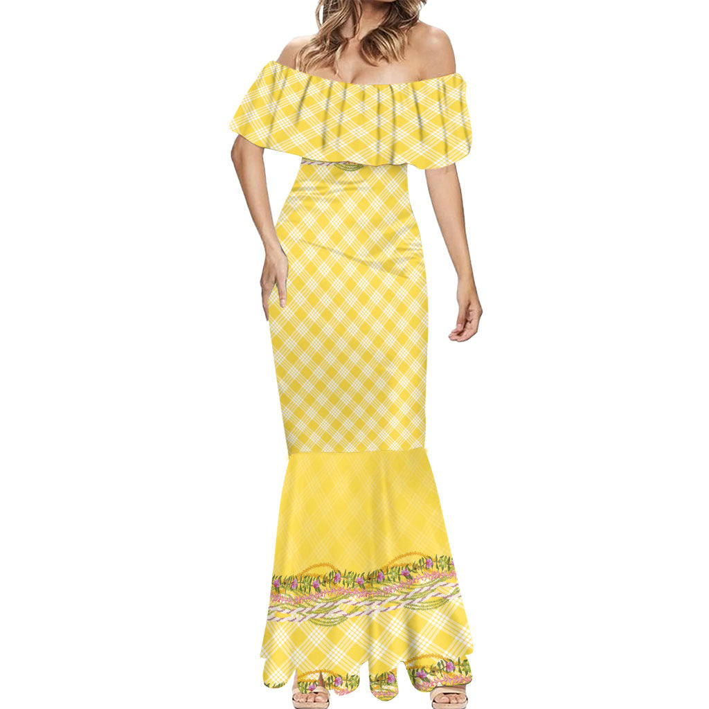 Hawaii Palaka Pikake Lokelani Plumeria Mermaid Dress Melemele Coquette Bow