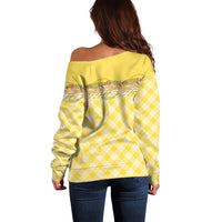 Hawaii Palaka Pikake Lokelani Plumeria Off Shoulder Sweater Melemele Coquette Bow