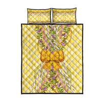 Hawaii Palaka Pikake Lokelani Plumeria Quilt Bed Set Melemele Coquette Bow