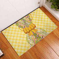 Hawaii Palaka Pikake Lokelani Plumeria Rubber Doormat Melemele Coquette Bow