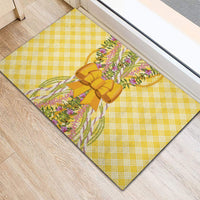 Hawaii Palaka Pikake Lokelani Plumeria Rubber Doormat Melemele Coquette Bow
