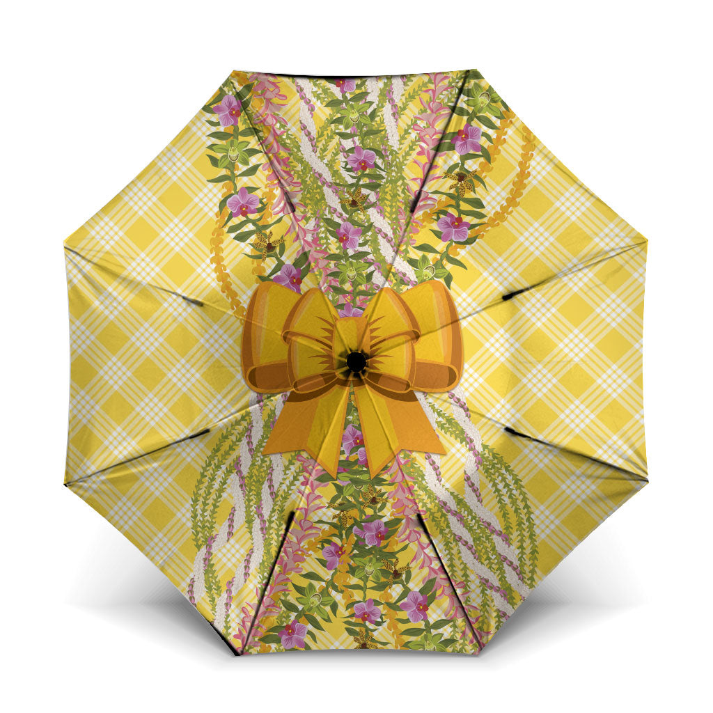 Hawaii Palaka Pikake Lokelani Plumeria Umbrella Melemele Coquette Bow LT01 One Size Folded 11.42 inch Opened Diameter 37.4 inch Yellow - Polynesian Pride