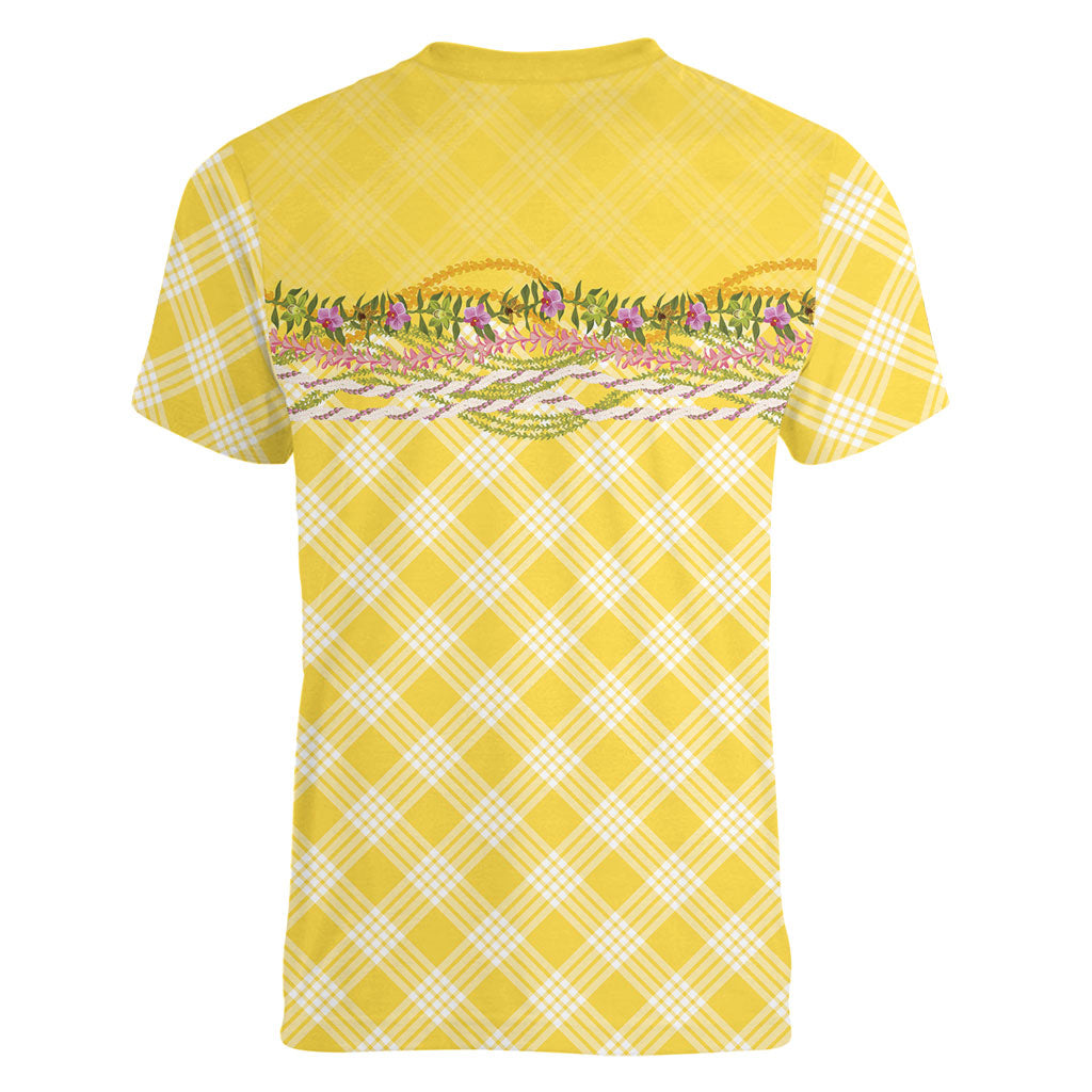 Hawaii Palaka Pikake Lokelani Plumeria Women V-Neck T-Shirt Melemele Coquette Bow