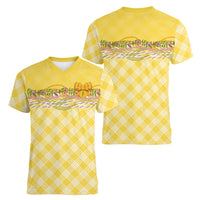 Hawaii Palaka Pikake Lokelani Plumeria Women V-Neck T-Shirt Melemele Coquette Bow