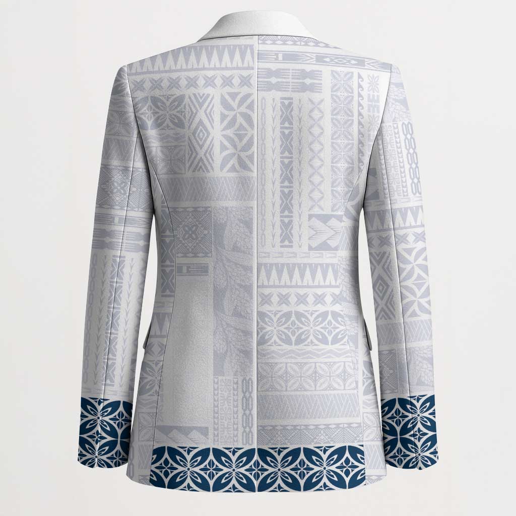 Samoa Siapo Blue Trimmed Blazer Samoa White Sunday - Polynesian Pride