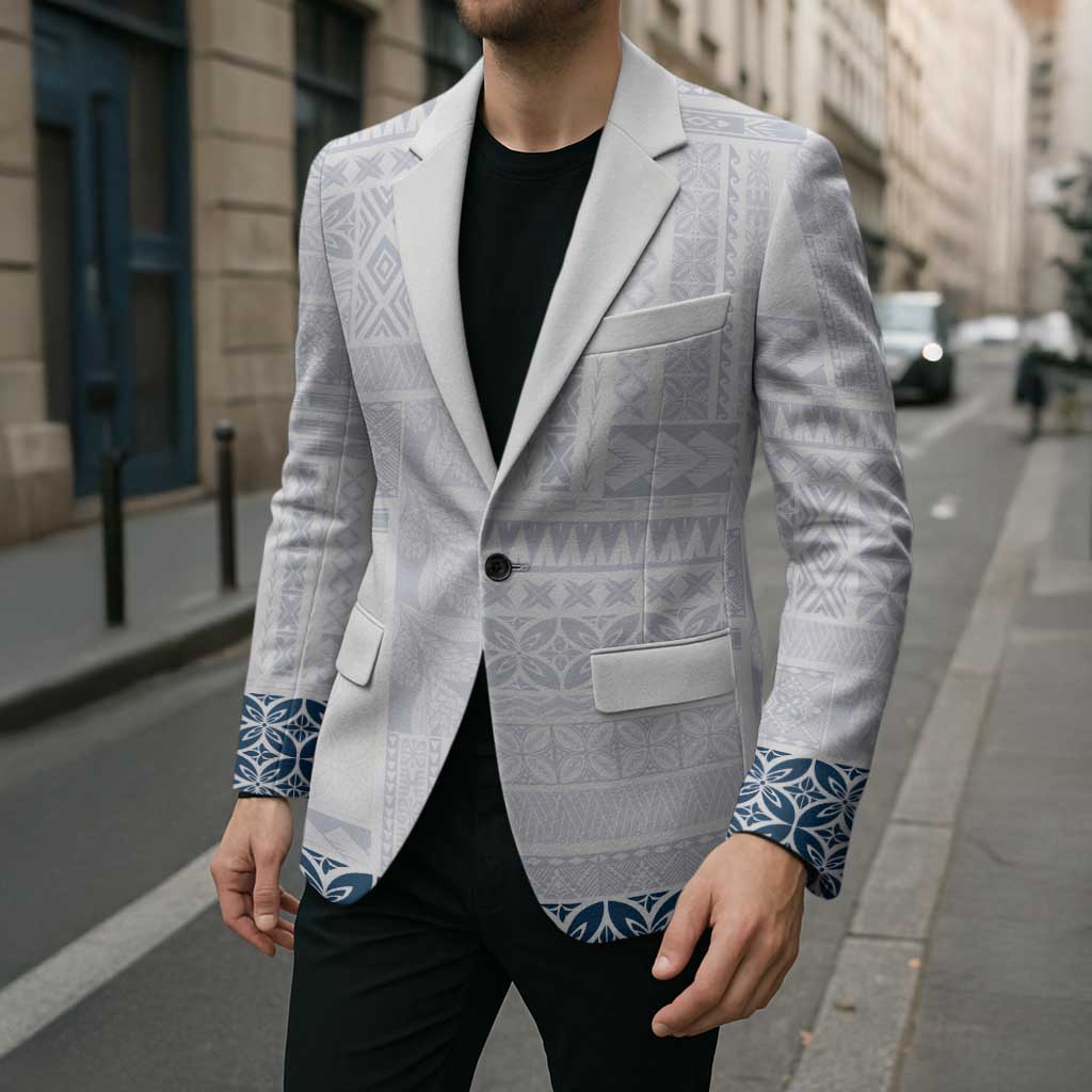 Samoa Siapo Blue Trimmed Blazer Samoa White Sunday - Polynesian Pride