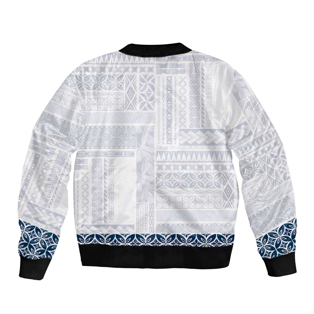 Samoa Siapo Blue Trimmed Bomber Jacket Samoa White Sunday - Polynesian Pride