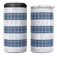 Samoa Siapo Blue Trimmed 4 in 1 Can Cooler Tumbler Samoa White Sunday - Polynesian Pride