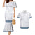 Samoa Siapo Blue Trimmed Couples Matching Mermaid Dress and Hawaiian Shirt Samoa White Sunday - Polynesian Pride
