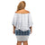 Samoa Siapo Blue Trimmed Family Matching Off Shoulder Short Dress and Hawaiian Shirt Samoa White Sunday - Polynesian Pride