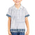 Samoa Siapo Blue Trimmed Family Matching Off Shoulder Short Dress and Hawaiian Shirt Samoa White Sunday - Polynesian Pride