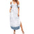 Samoa Siapo Blue Trimmed Family Matching Summer Maxi Dress and Hawaiian Shirt Samoa White Sunday - Polynesian Pride
