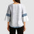 Samoa Siapo Blue Trimmed Kimono Sleeve Blouse Samoa White Sunday - Polynesian Pride