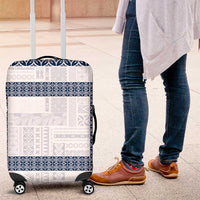 Samoa Siapo Blue Trimmed Luggage Cover Samoa White Sunday - Polynesian Pride