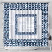 Samoa Siapo Blue Trimmed Shower Curtain Samoa White Sunday - Polynesian Pride