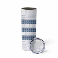 Samoa Siapo Blue Trimmed Skinny Tumbler Samoa White Sunday - Polynesian Pride