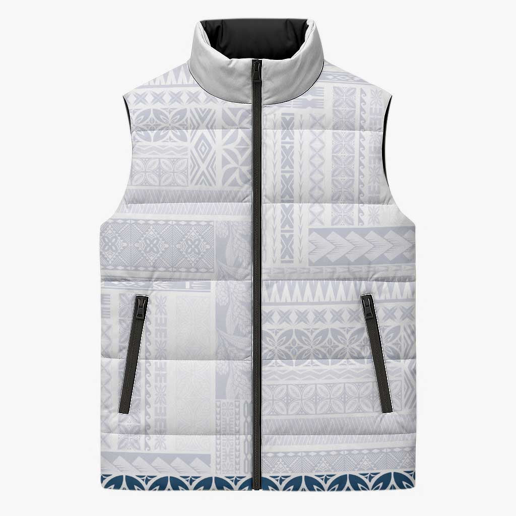 Samoa Siapo Blue Trimmed Sleeveless Puffer Jacket Samoa White Sunday - Polynesian Pride