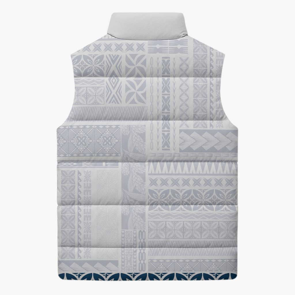 Samoa Siapo Blue Trimmed Sleeveless Puffer Jacket Samoa White Sunday - Polynesian Pride