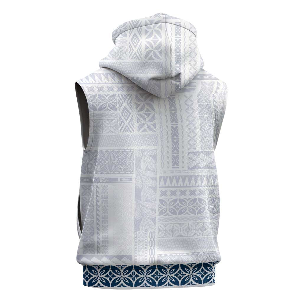 Samoa Siapo Blue Trimmed Sleeveless Zip Hoodie Samoa White Sunday - Polynesian Pride