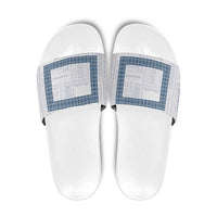 Samoa Siapo Blue Trimmed Slide Sandals Samoa White Sunday - Polynesian Pride