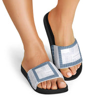 Samoa Siapo Blue Trimmed Slide Sandals Samoa White Sunday - Polynesian Pride