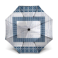 Samoa Siapo Blue Trimmed Umbrella Samoa White Sunday - Polynesian Pride
