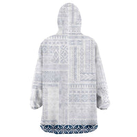 Samoa Siapo Blue Trimmed Wearable Blanket Hoodie Samoa White Sunday - Polynesian Pride