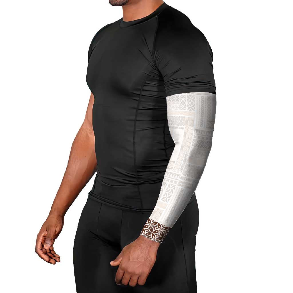 Samoa Siapo Brown Trimmed Arm Sleeves Samoa White Sunday - Polynesian Pride