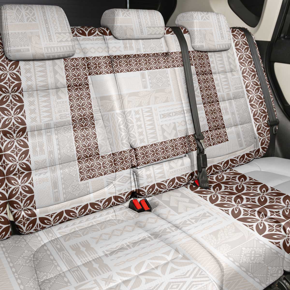 Samoa Siapo Brown Trimmed Back Car Seat Cover Samoa White Sunday - Polynesian Pride