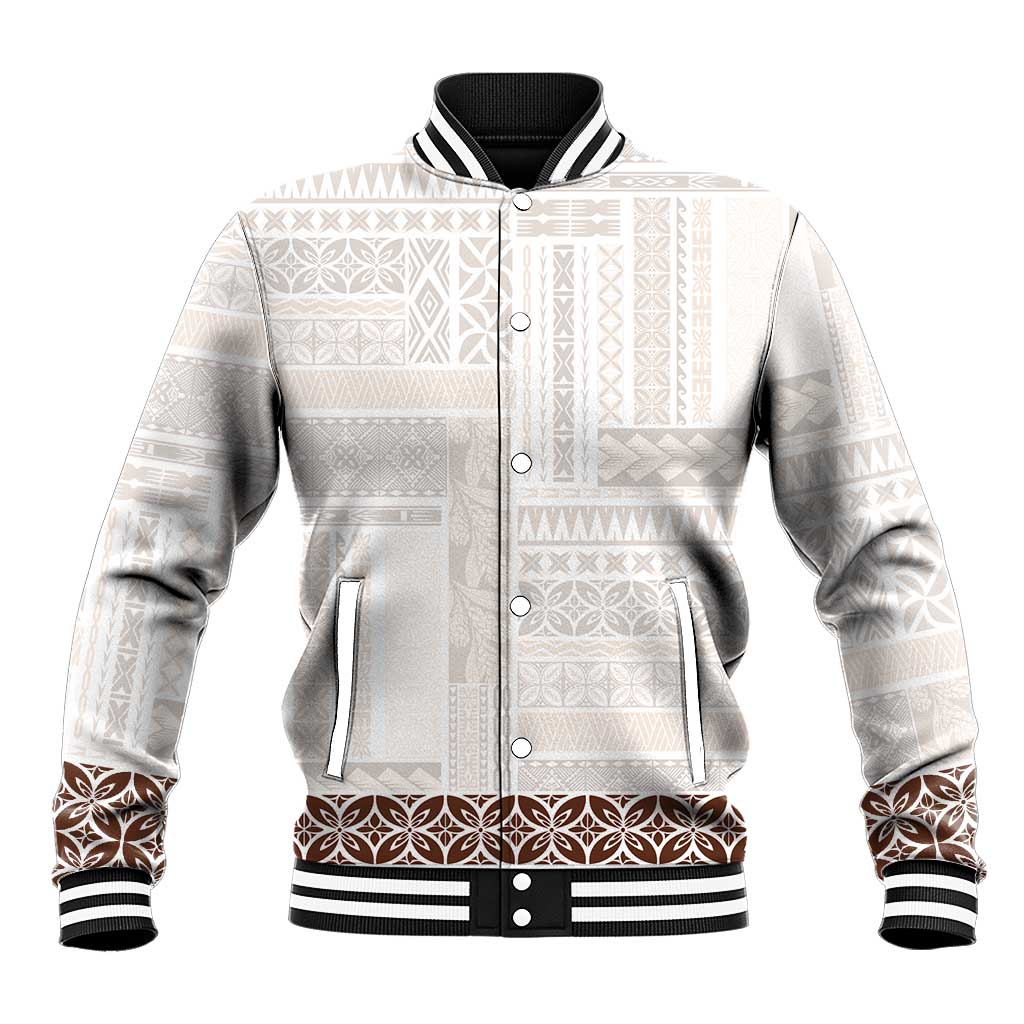 Samoa Siapo Brown Trimmed Baseball Jacket Samoa White Sunday LT01 Unisex Brown - Polynesian Pride