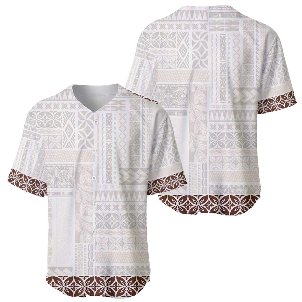 Samoa Siapo Brown Trimmed Baseball Jersey Samoa White Sunday - Polynesian Pride