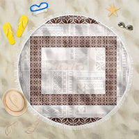 Samoa Siapo Brown Trimmed Beach Blanket Samoa White Sunday - Polynesian Pride