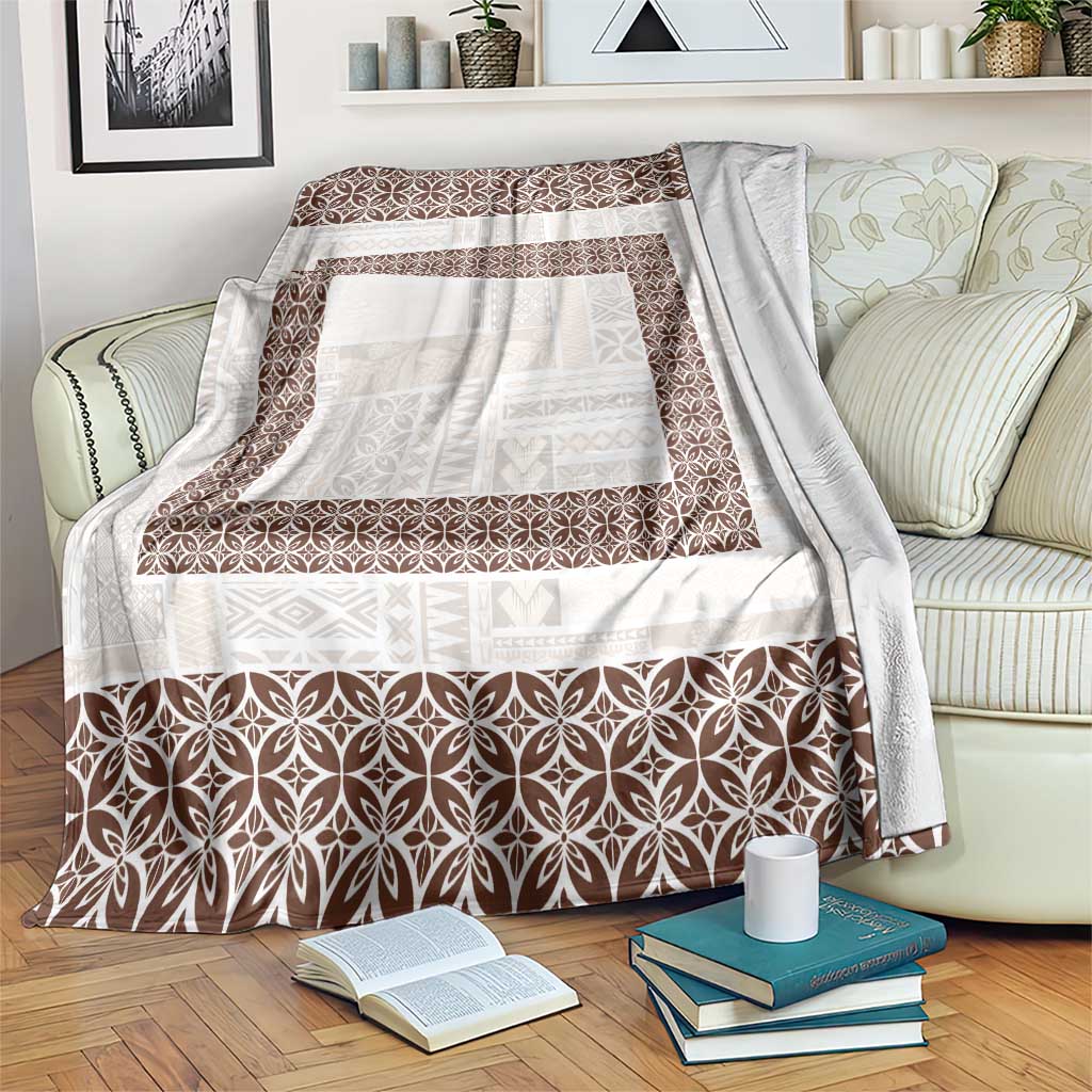 Samoa Siapo Brown Trimmed Blanket Samoa White Sunday LT01 Brown - Polynesian Pride