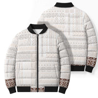 Samoa Siapo Brown Trimmed Bomber Puffer Jacket Samoa White Sunday - Polynesian Pride