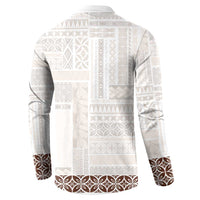 Samoa Siapo Brown Trimmed Button Sweatshirt Samoa White Sunday - Polynesian Pride