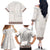Samoa Siapo Brown Trimmed Family Matching Off The Shoulder Long Sleeve Dress and Hawaiian Shirt Samoa White Sunday - Polynesian Pride