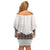 Samoa Siapo Brown Trimmed Family Matching Off Shoulder Short Dress and Hawaiian Shirt Samoa White Sunday - Polynesian Pride