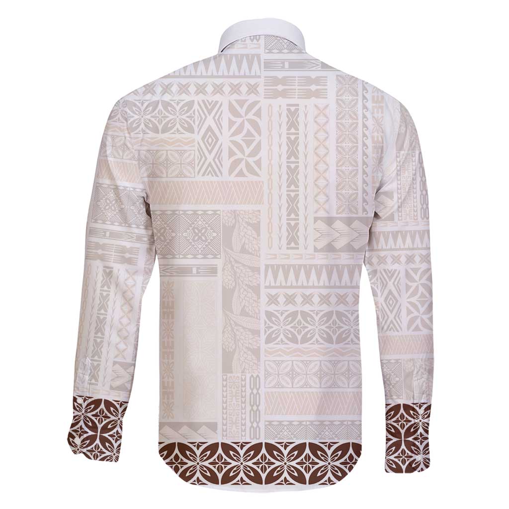 Samoa Siapo Brown Trimmed Family Matching Puletasi and Hawaiian Shirt Samoa White Sunday - Polynesian Pride
