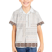 Samoa Siapo Brown Trimmed Family Matching Puletasi and Hawaiian Shirt Samoa White Sunday - Polynesian Pride