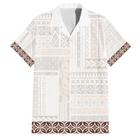 Samoa Siapo Brown Trimmed Family Matching Summer Maxi Dress and Hawaiian Shirt Samoa White Sunday - Polynesian Pride