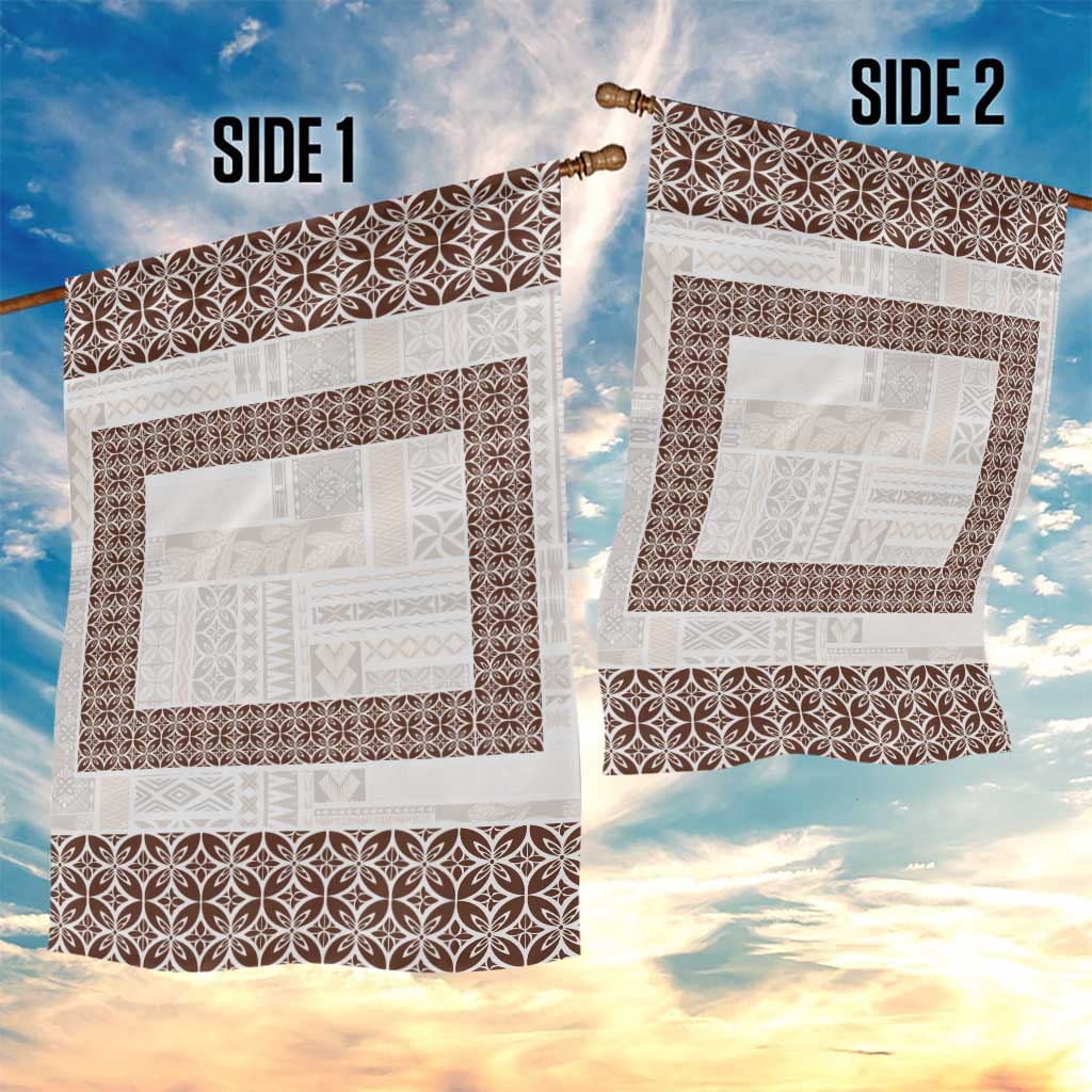 Samoa Siapo Brown Trimmed Garden Flag Samoa White Sunday - Polynesian Pride