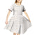 Samoa Siapo Brown Trimmed Kid Short Sleeve Dress Samoa White Sunday - Polynesian Pride