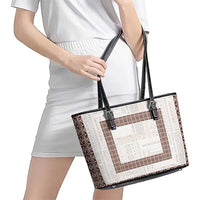 Samoa Siapo Brown Trimmed Leather Tote Bag Samoa White Sunday - Polynesian Pride