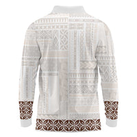 Samoa Siapo Brown Trimmed Long Sleeve Polo Shirt Samoa White Sunday - Polynesian Pride