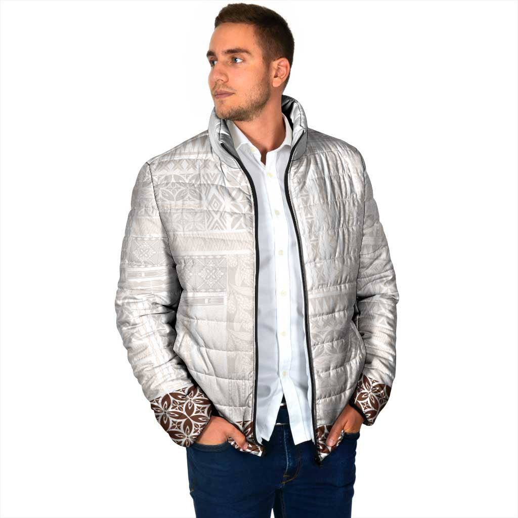 Samoa Siapo Brown Trimmed Padded Jacket Samoa White Sunday - Polynesian Pride