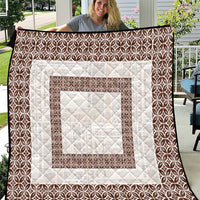 Samoa Siapo Brown Trimmed Quilt Samoa White Sunday - Polynesian Pride