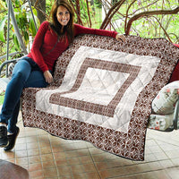 Samoa Siapo Brown Trimmed Quilt Samoa White Sunday - Polynesian Pride