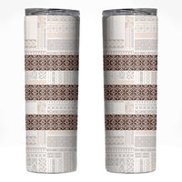 Samoa Siapo Brown Trimmed Skinny Tumbler Samoa White Sunday - Polynesian Pride