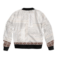 Samoa Siapo Brown Trimmed Sleeve Zip Bomber Jacket Samoa White Sunday - Polynesian Pride